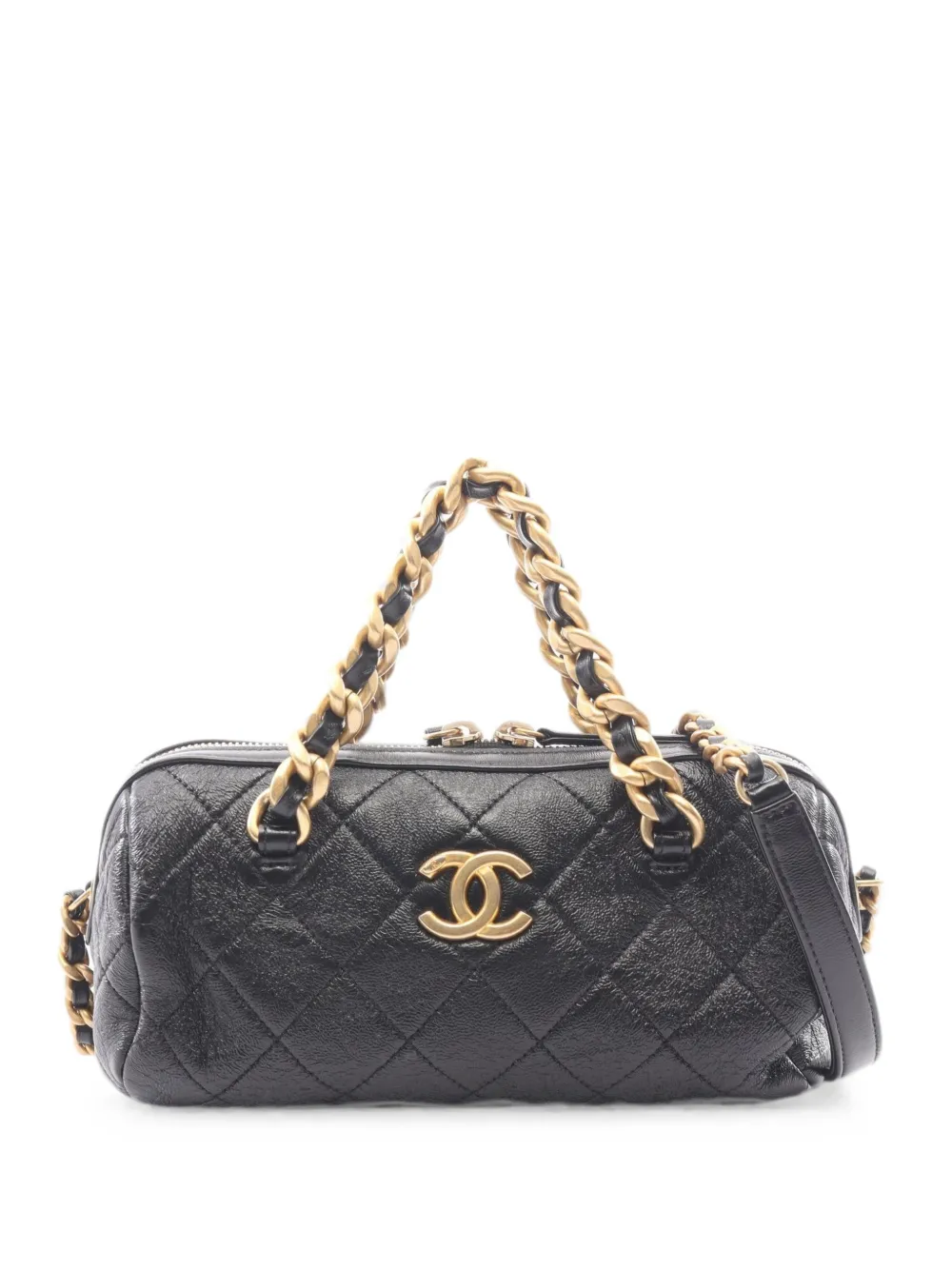 CHANEL Pre-Owned 2020-2021 Matelassé Bowling leather tote bag - Nero