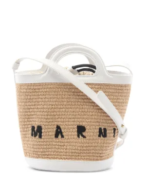 Marni Tropicalia Micro Bag In Leather And raffia-effect Fabric