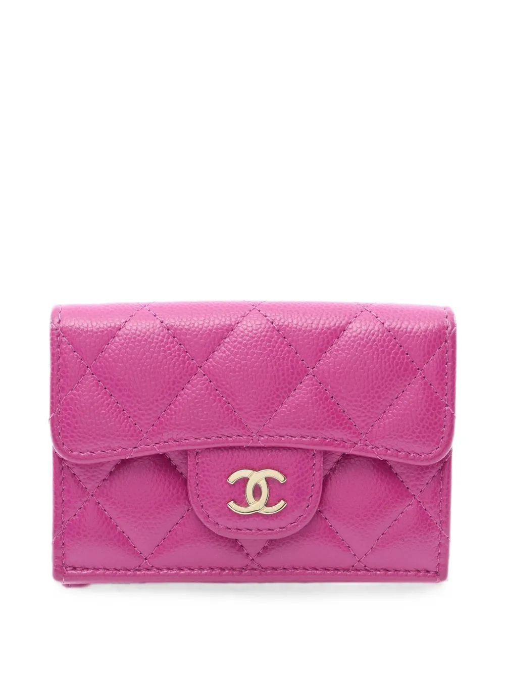 CHANEL Pre-Owned 2010s matelassé caviar leather flap wallet - Rosa