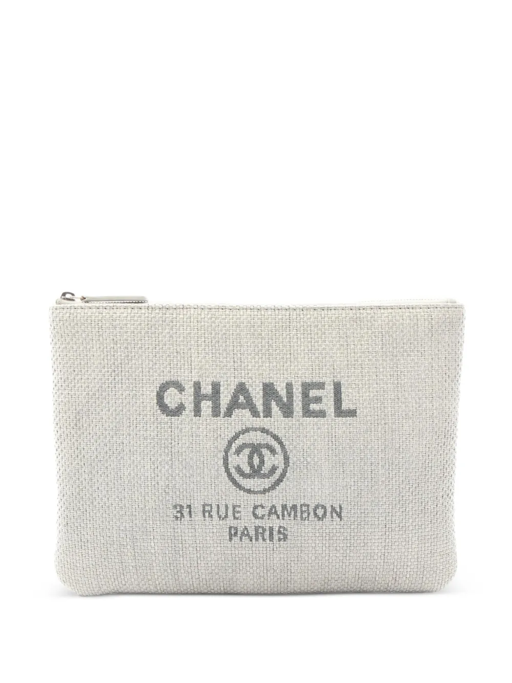 CHANEL Pre-Owned 2016-2017 Deauville logo-print clutch bag - Grigio