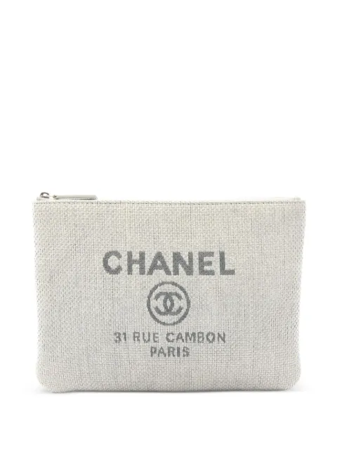 CHANEL Pre-Owned 2016-2017 Deauville logo-print clutch bag
