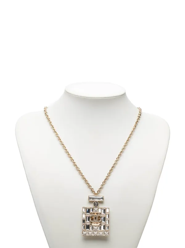 CHANEL Pre-Owned 2024 CC Gold Plated Strass Perfume Bottle Pendant