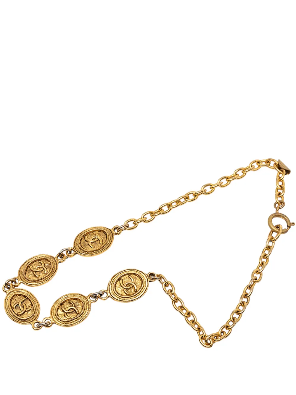 CHANEL Pre-Owned 20th Century CC Gold Plated Oval Medallion Chain Necklace costume necklace - Oro