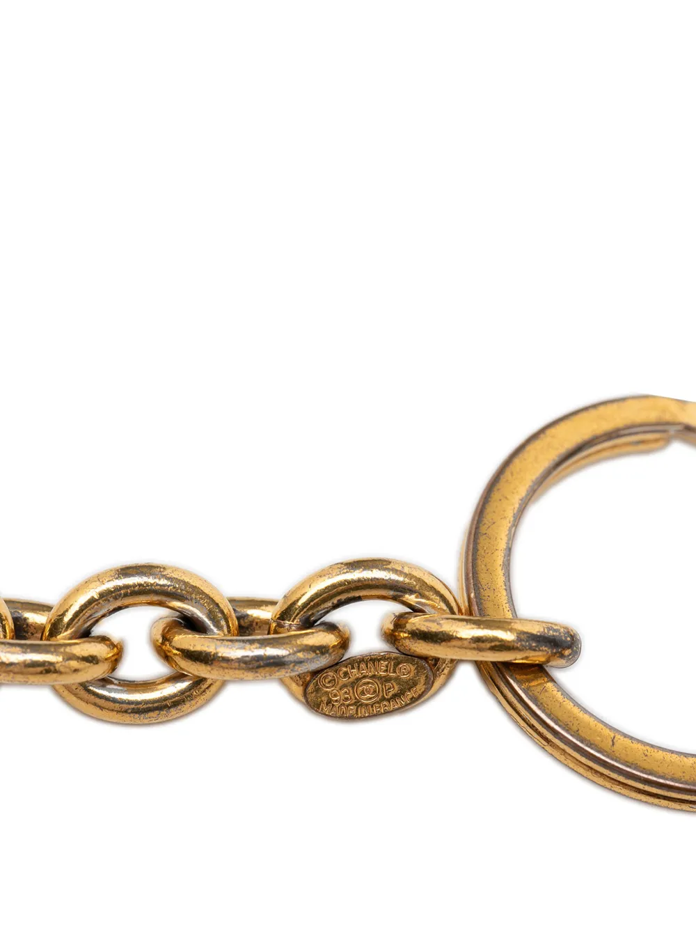 Chanel Pre-owned 1993 Gold Plated Logo Ring Key Chain, view 3
