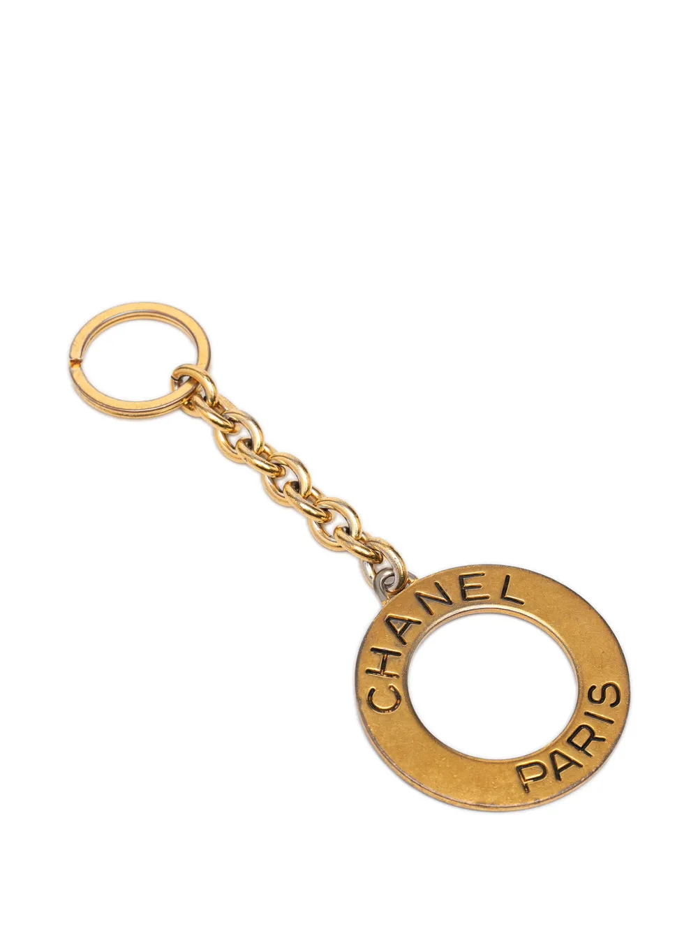 Chanel Pre-owned 1993 Gold Plated Logo Ring Key Chain, view 2