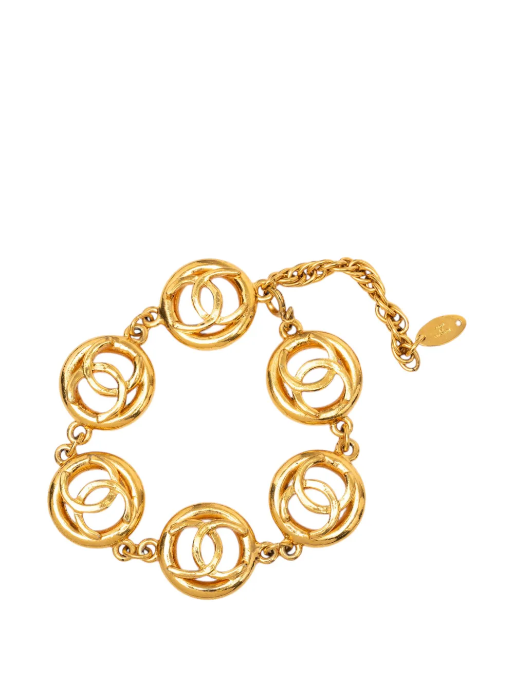 CHANEL Pre-Owned 1982 CC Gold Plated Charms Link Bracelet costume bracelet - Oro