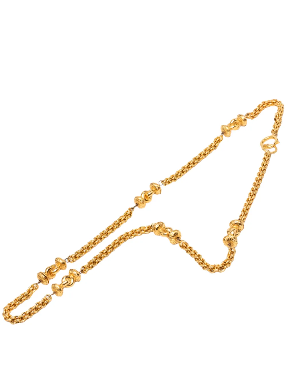 CHANEL Pre-Owned 1970-1980 CC Gold Plated Station Chain Long Necklace costume necklace - Oro
