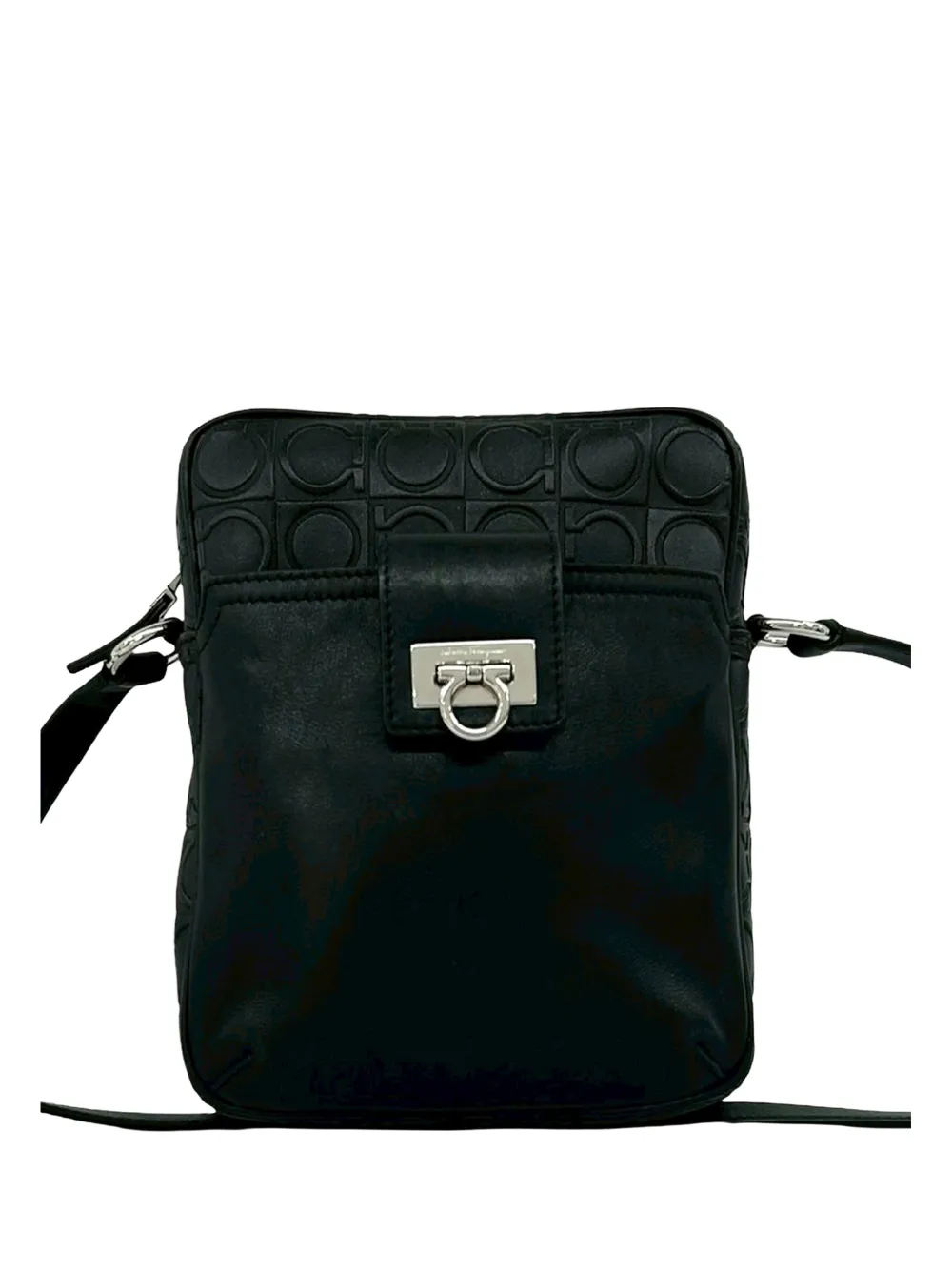 Ferragamo Pre-Owned 2010-2026 Gancini Embossed Leather crossbody bag - Nero