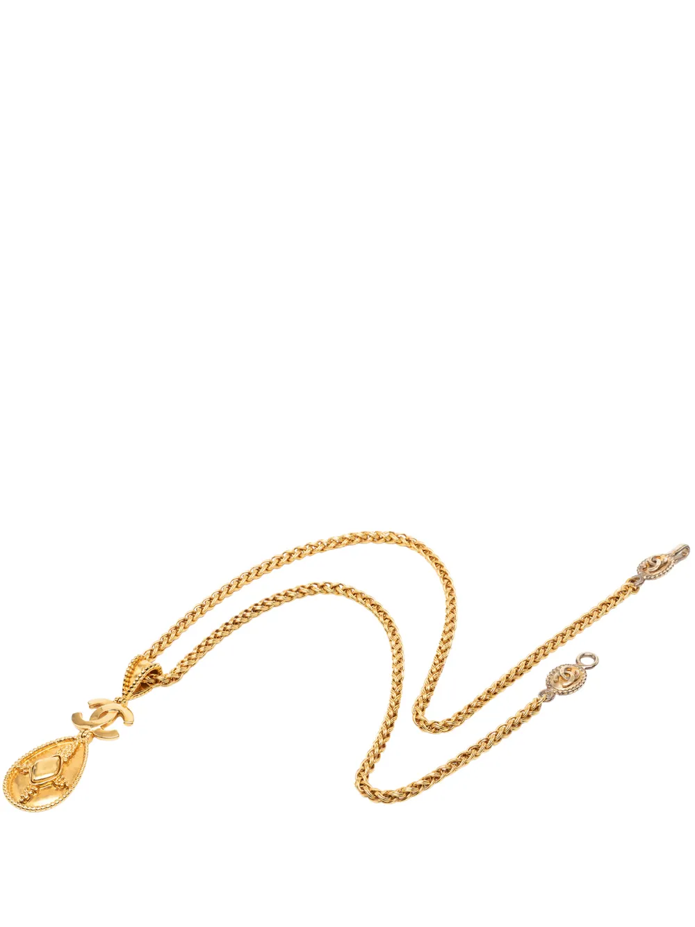 CHANEL Pre-Owned 1996 CC Gold Plated Teardrop Pendant Necklace costume necklace - Oro