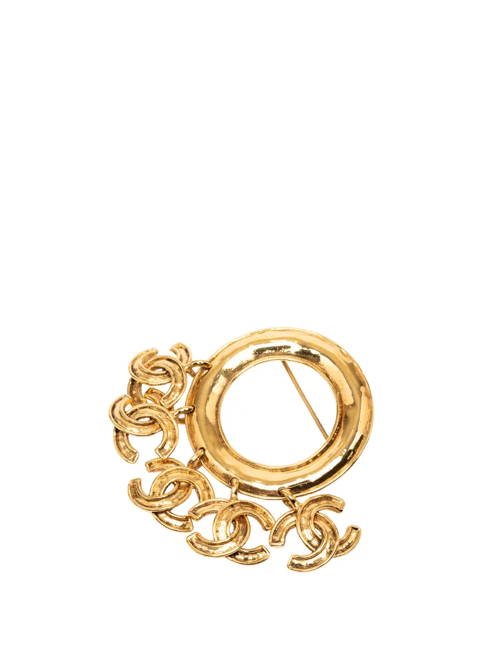 CHANEL Pre-Owned 1994 CC Gold Plated Five Charm Ring Brooch costume brooch - Oro