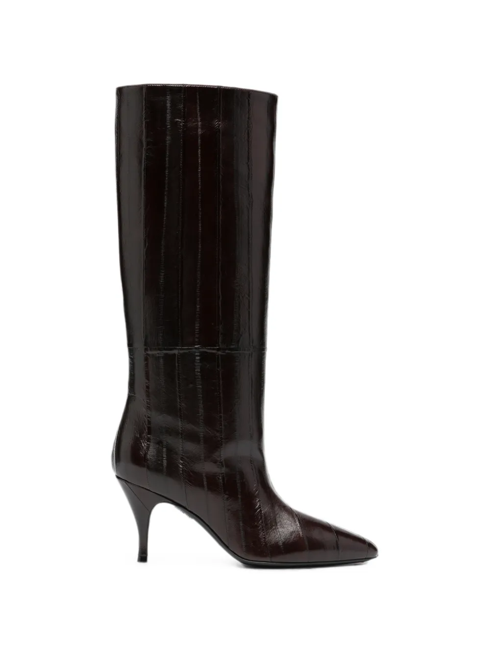 HERBERT LEVINE panelled knee-high leather boots - Brown