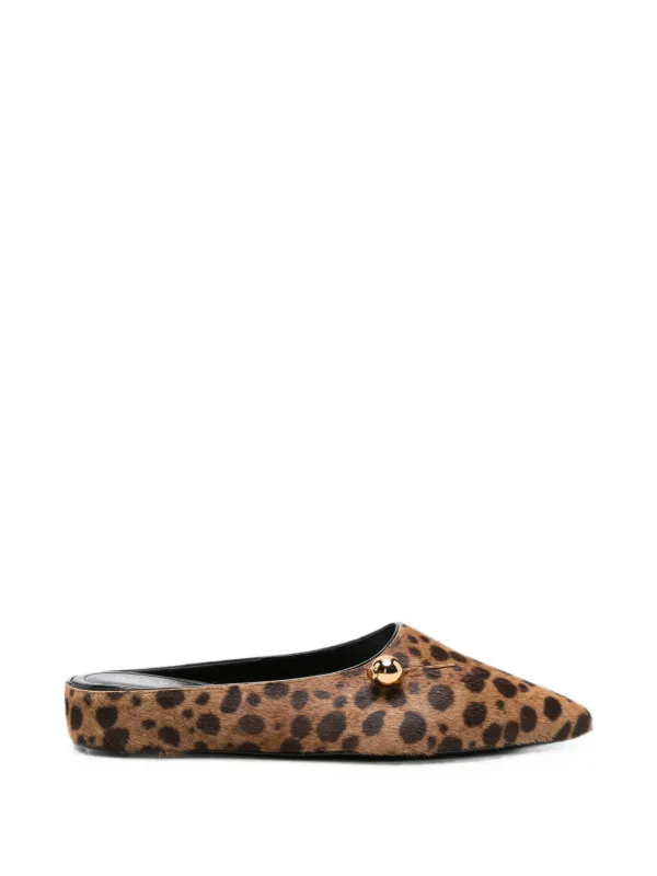 Herbert Levine Sleep on It Leopard-print Leather Mules in Brown
