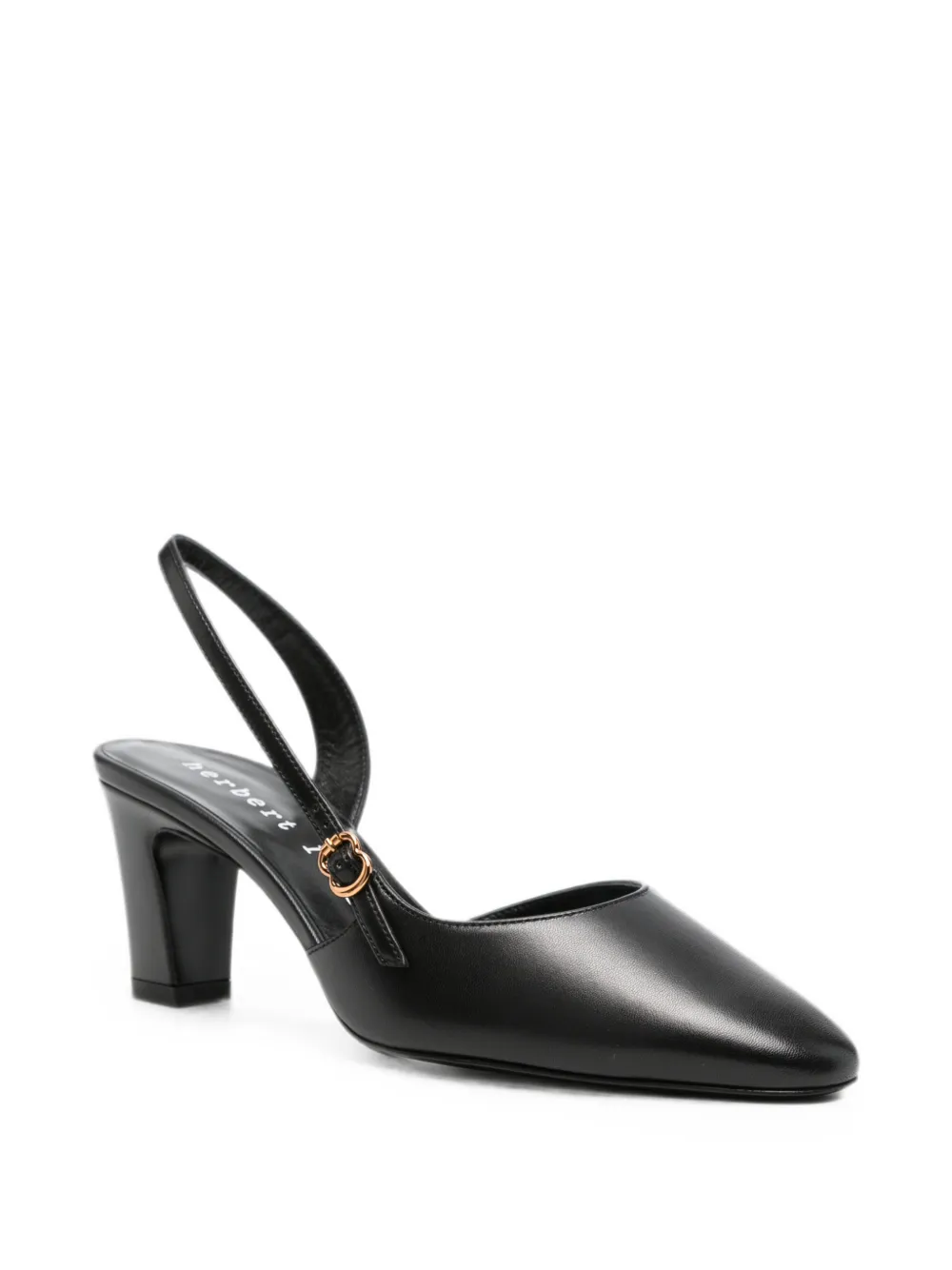 Herbert Levine Ask Around Buckle-detail Slingback Leather Heeled Pumps in Black, view 2