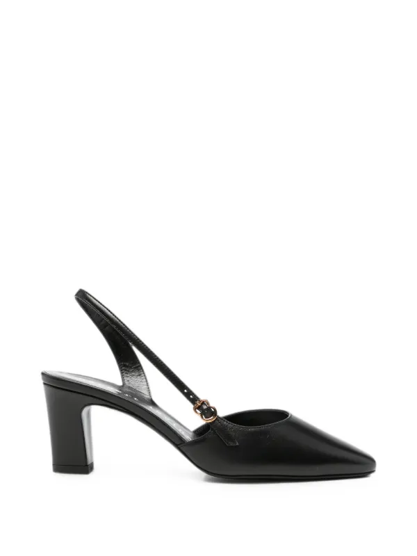 Herbert Levine Ask Around Buckle-detail Slingback Leather Heeled Pumps in Black