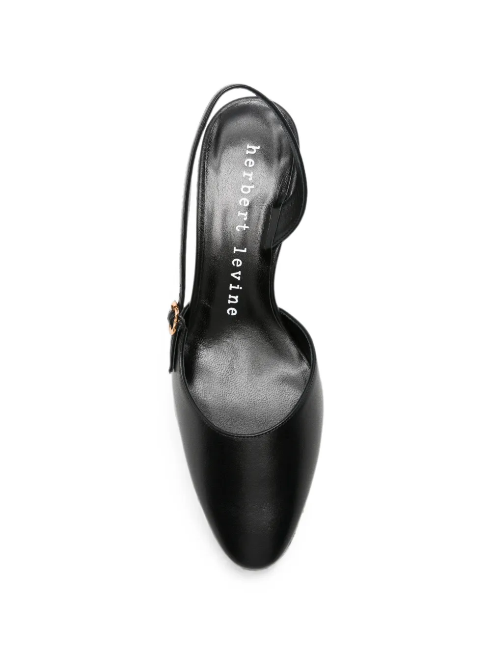 Herbert Levine Ask Around Buckle-detail Slingback Leather Heeled Pumps in Black, view 4