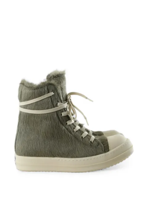 Rick Owens fur-texture high-top sneakers