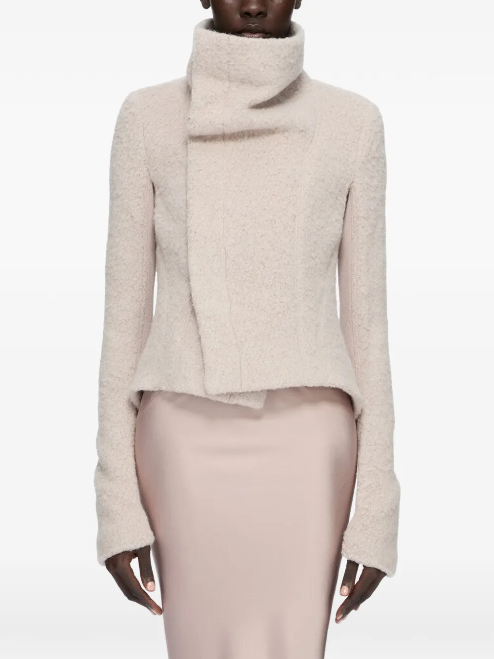 Rick Owens asymmetric high-neck jacket - Nude