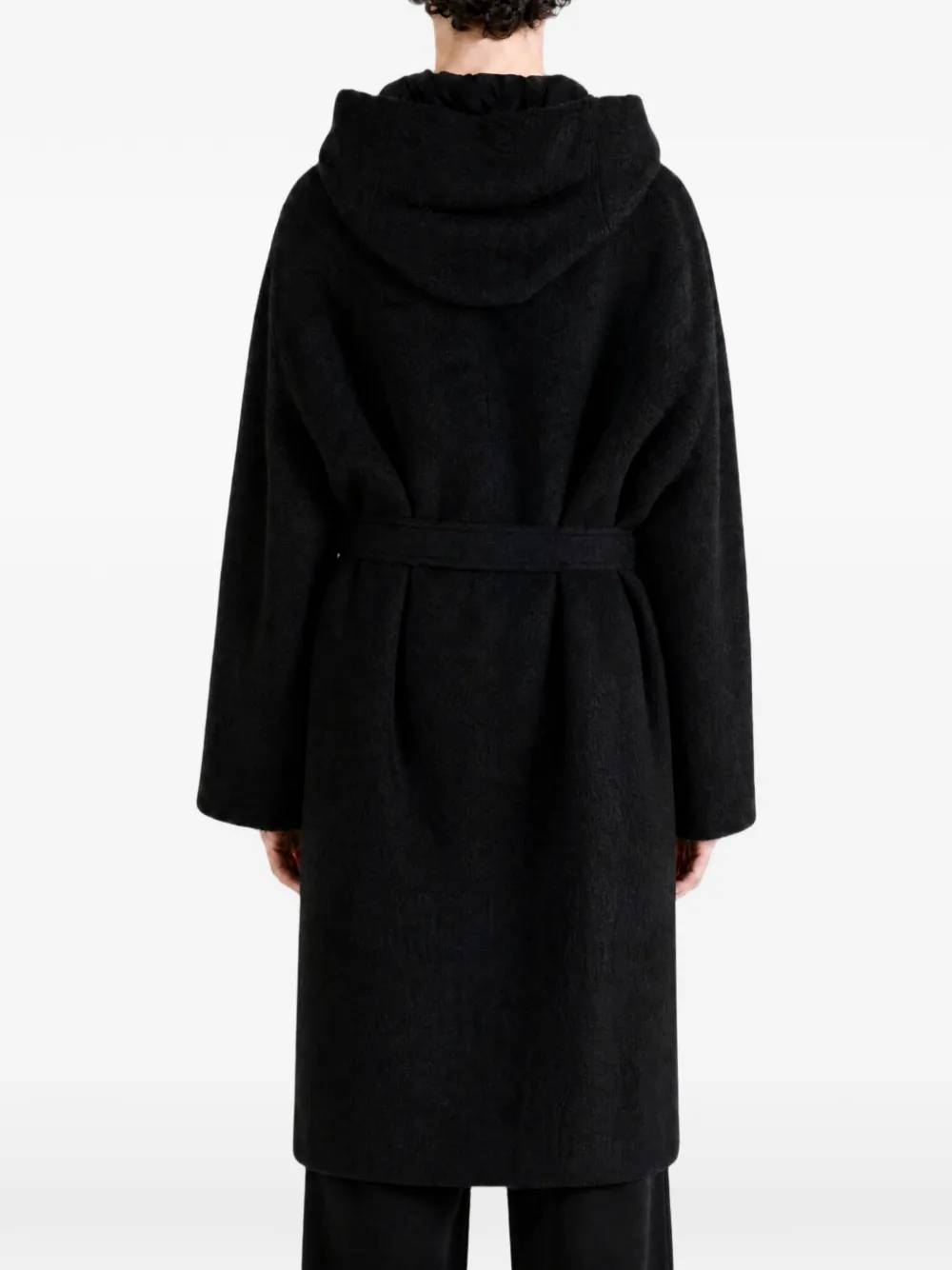 Rick Owens Tower jas met capuchon en ceintuur Zwart
