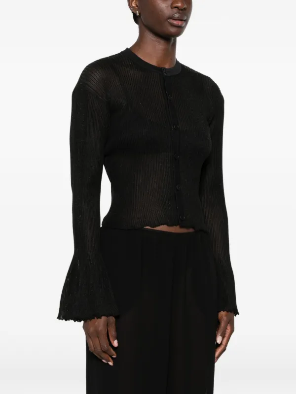 CFCL Hypha Lucent Glitter flared-sleeve Cardigan | Black | FARFETCH CA