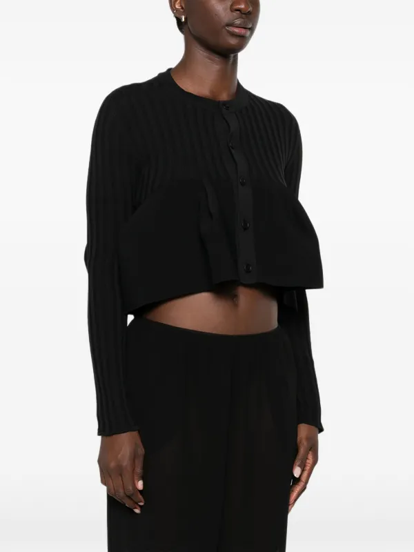 CFCL Pottery Bust Flare Ribbed Peplum Cardigan | Black | FARFETCH MY