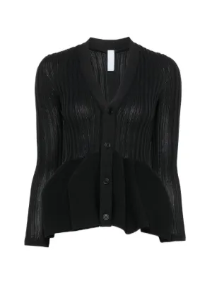 CFCL Pottery Bust Flare Ribbed Peplum Cardigan | Black | FARFETCH NO