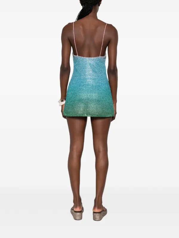 blue lurex knitted mini dress Oseree Short With Thread, Women's, Multicolour #strap dresses