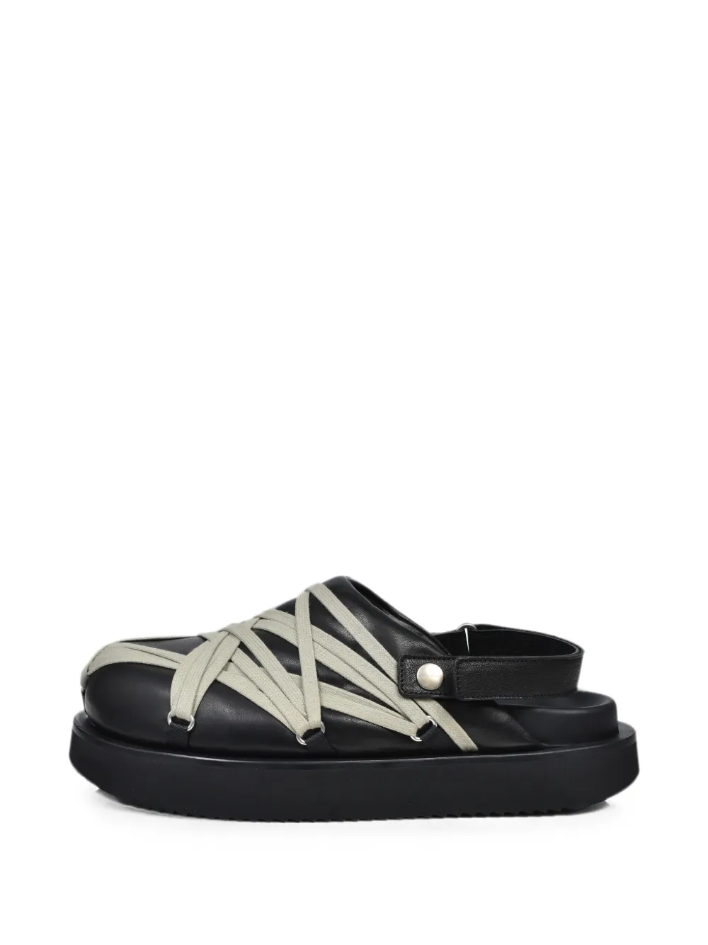 Rick Owens lace-up platform mules Zwart