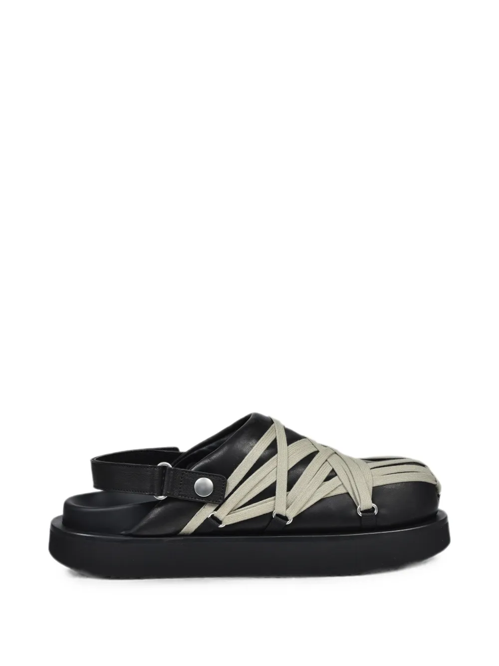 Rick Owens lace-up platform mules Zwart