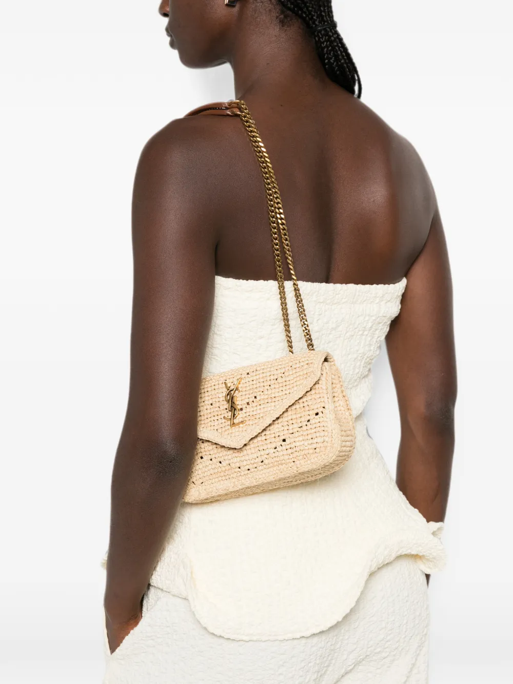 Saint Laurent Lou mini-schoudertas met logo-detail Beige
