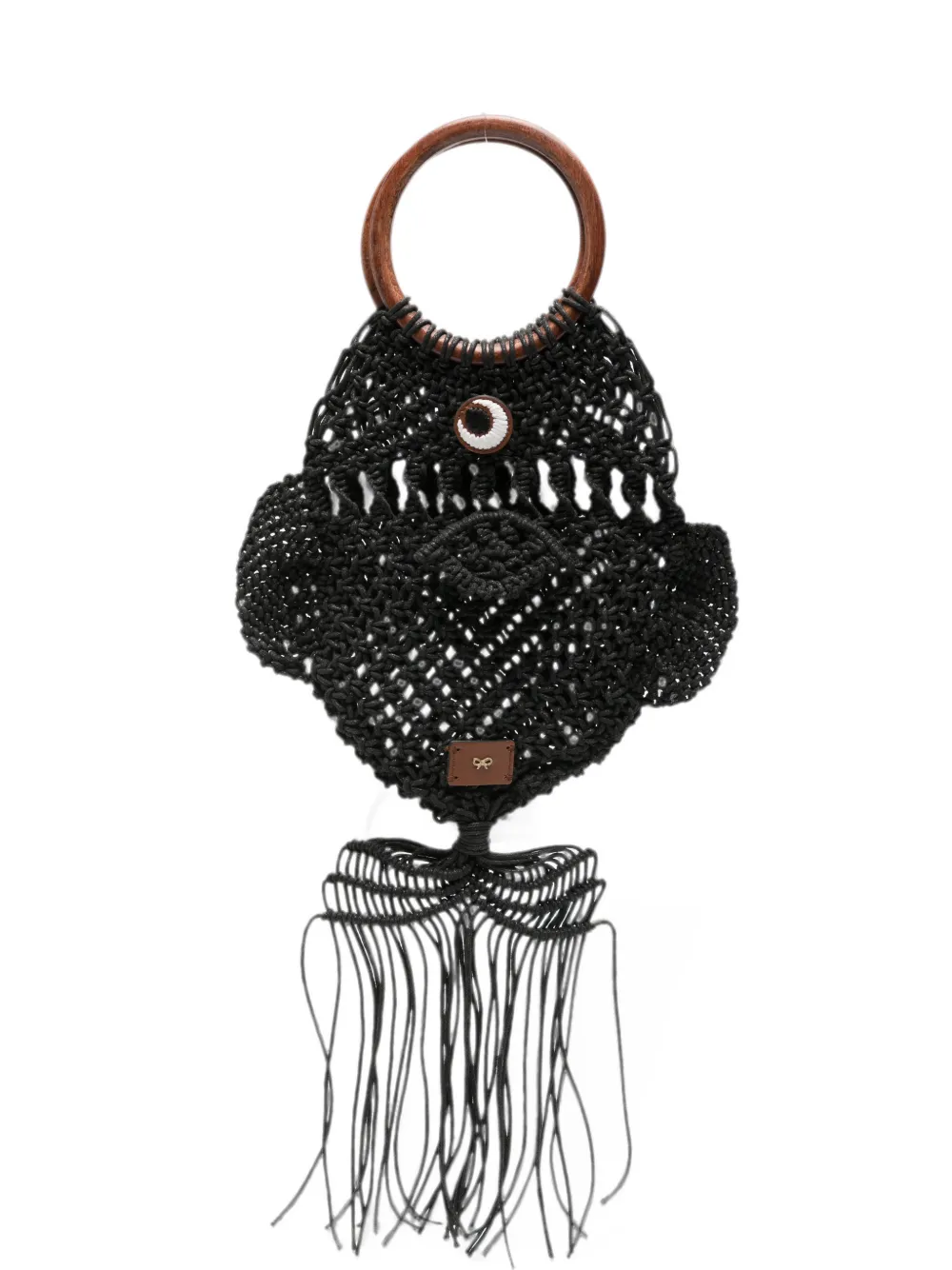 Anya Hindmarch macramé fish clutch bag - Nero