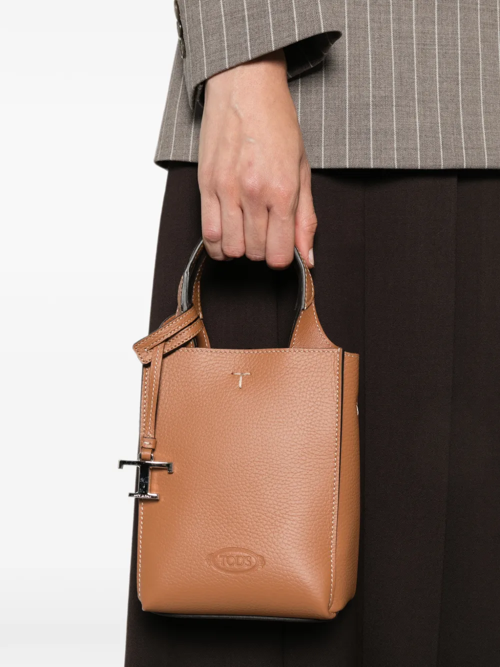 Tod's T Timeless charm leather tote bag Beige
