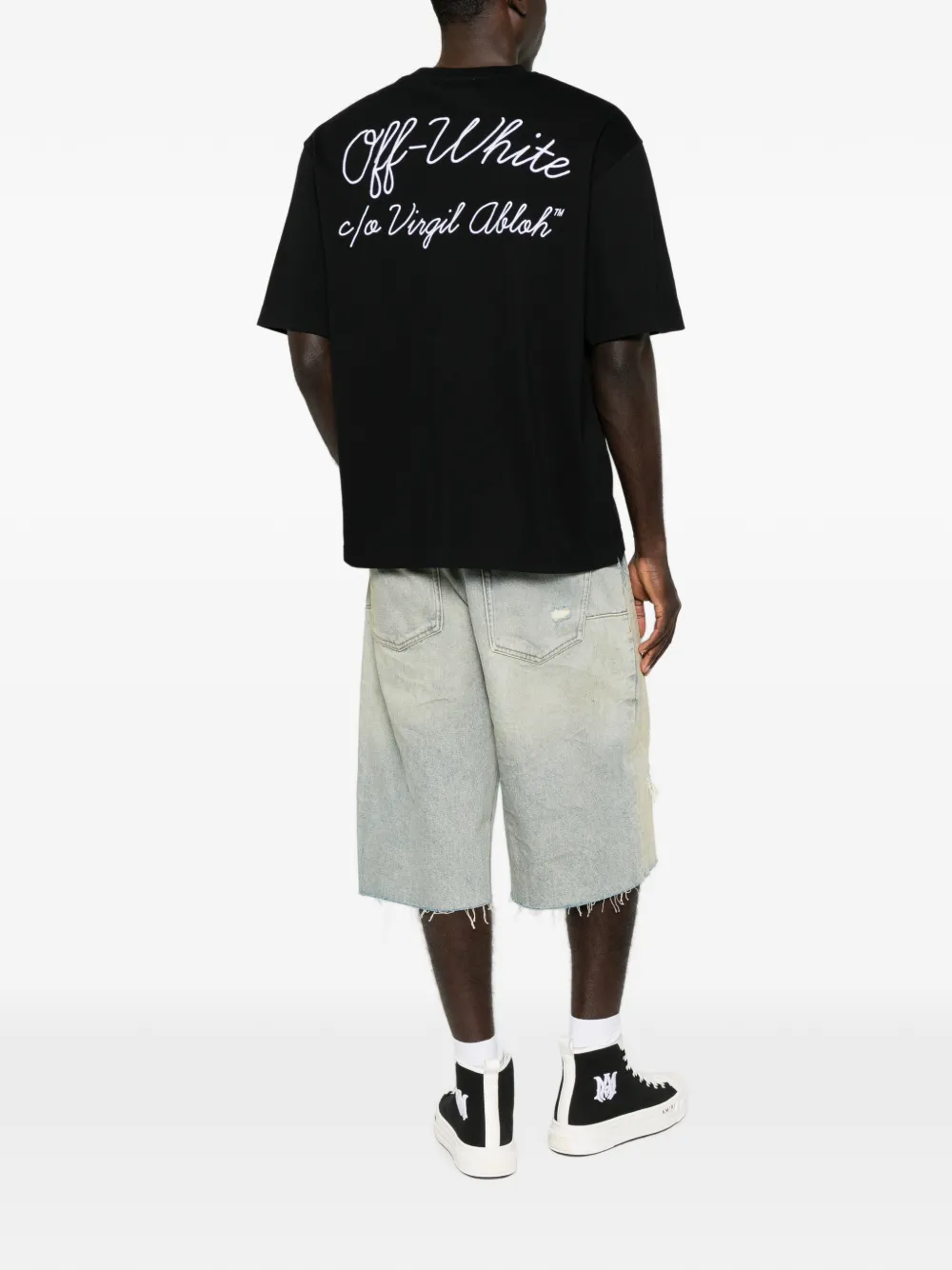 Off-White T-shirt met geborduurd logo Zwart