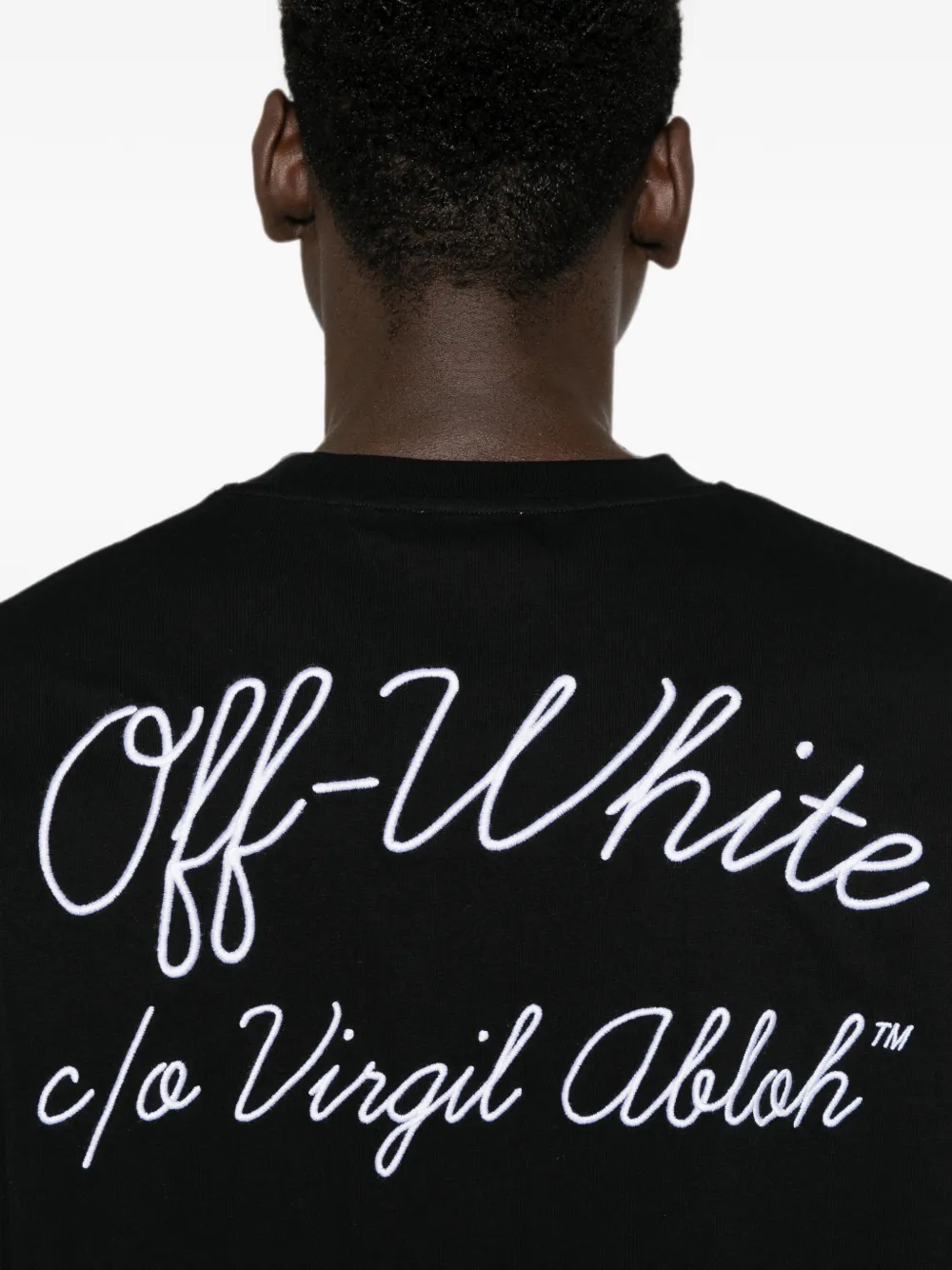 Off-White T-shirt met geborduurd logo Zwart
