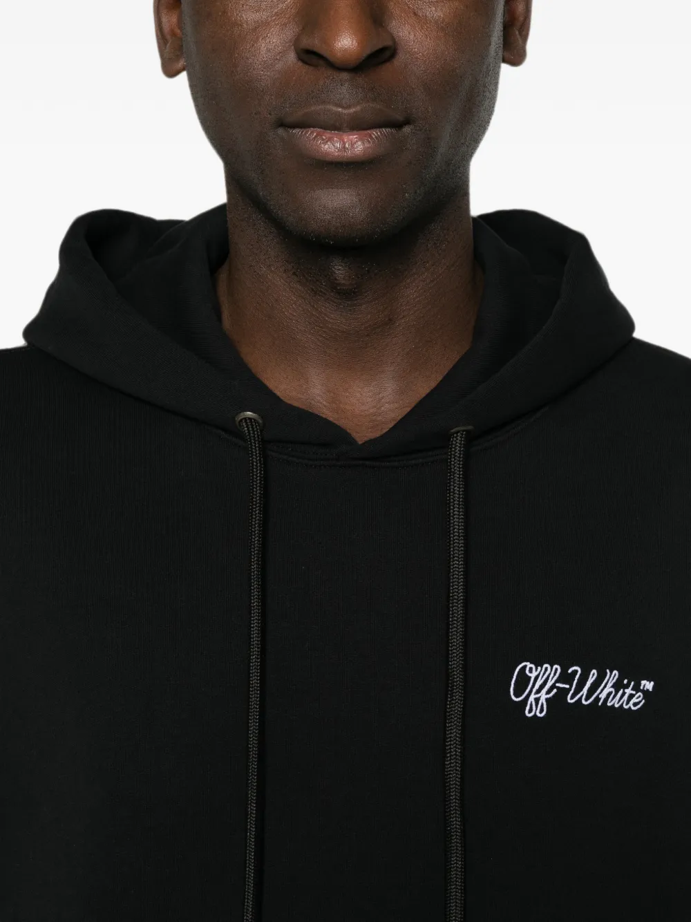 Off-White Hoodie met geborduurd logo Zwart