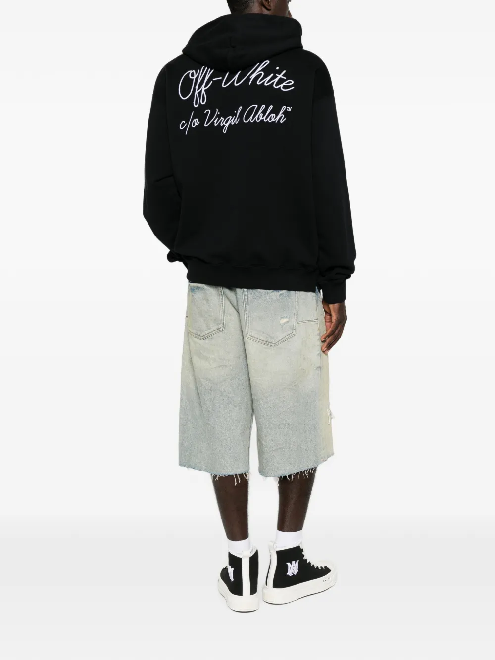 Off-White Hoodie met geborduurd logo Zwart