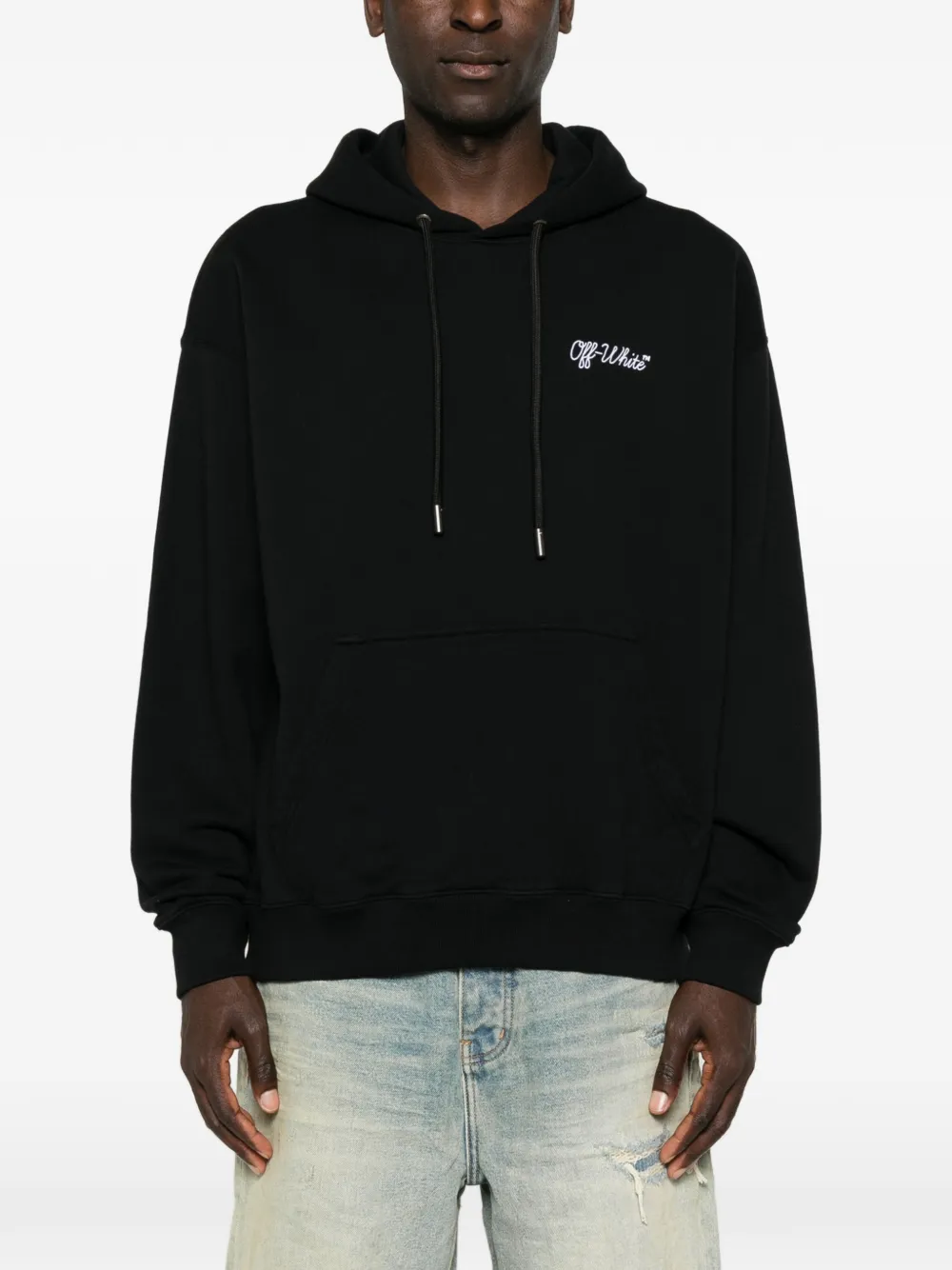 Off-White Hoodie met geborduurd logo Zwart