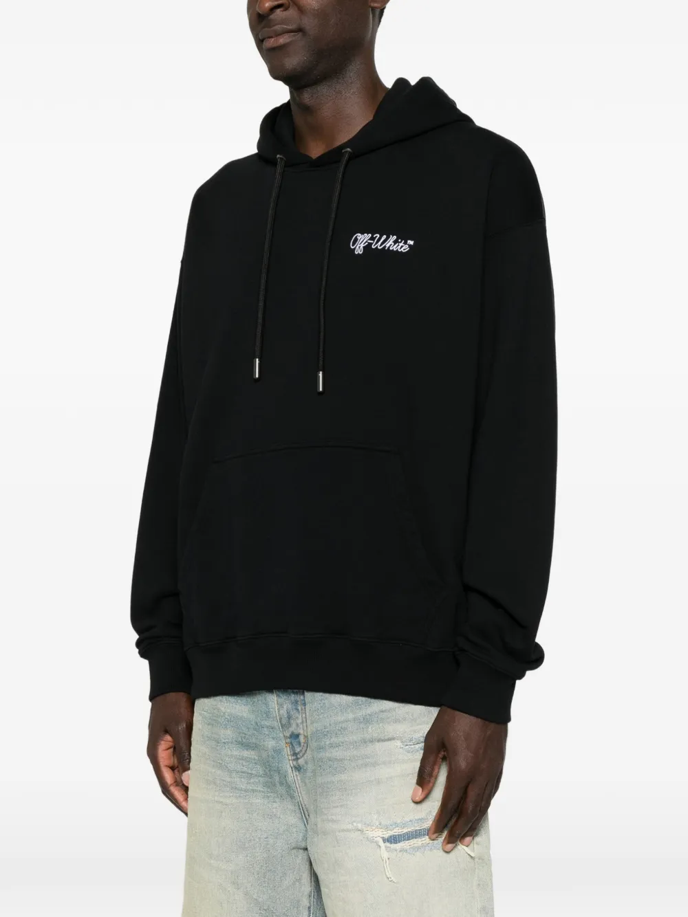 Off-White Hoodie met geborduurd logo Zwart