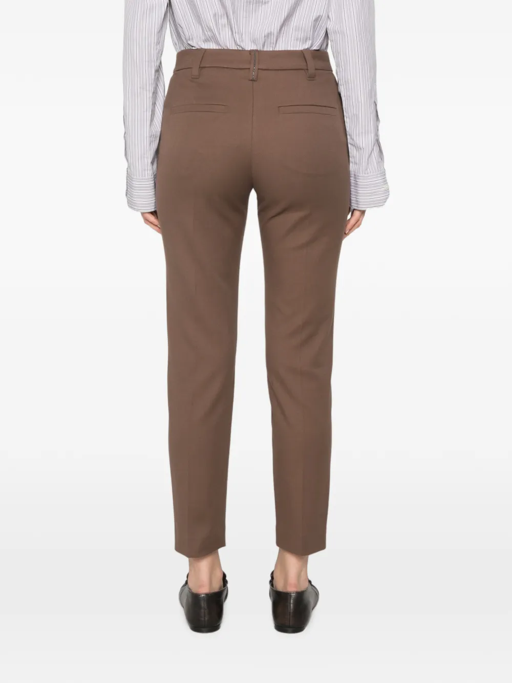 Brunello Cucinelli Cropped broek met riemlussen Bruin