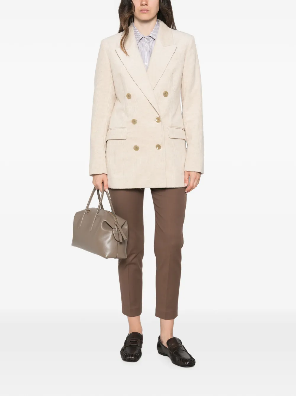 Brunello Cucinelli Cropped broek met riemlussen Bruin