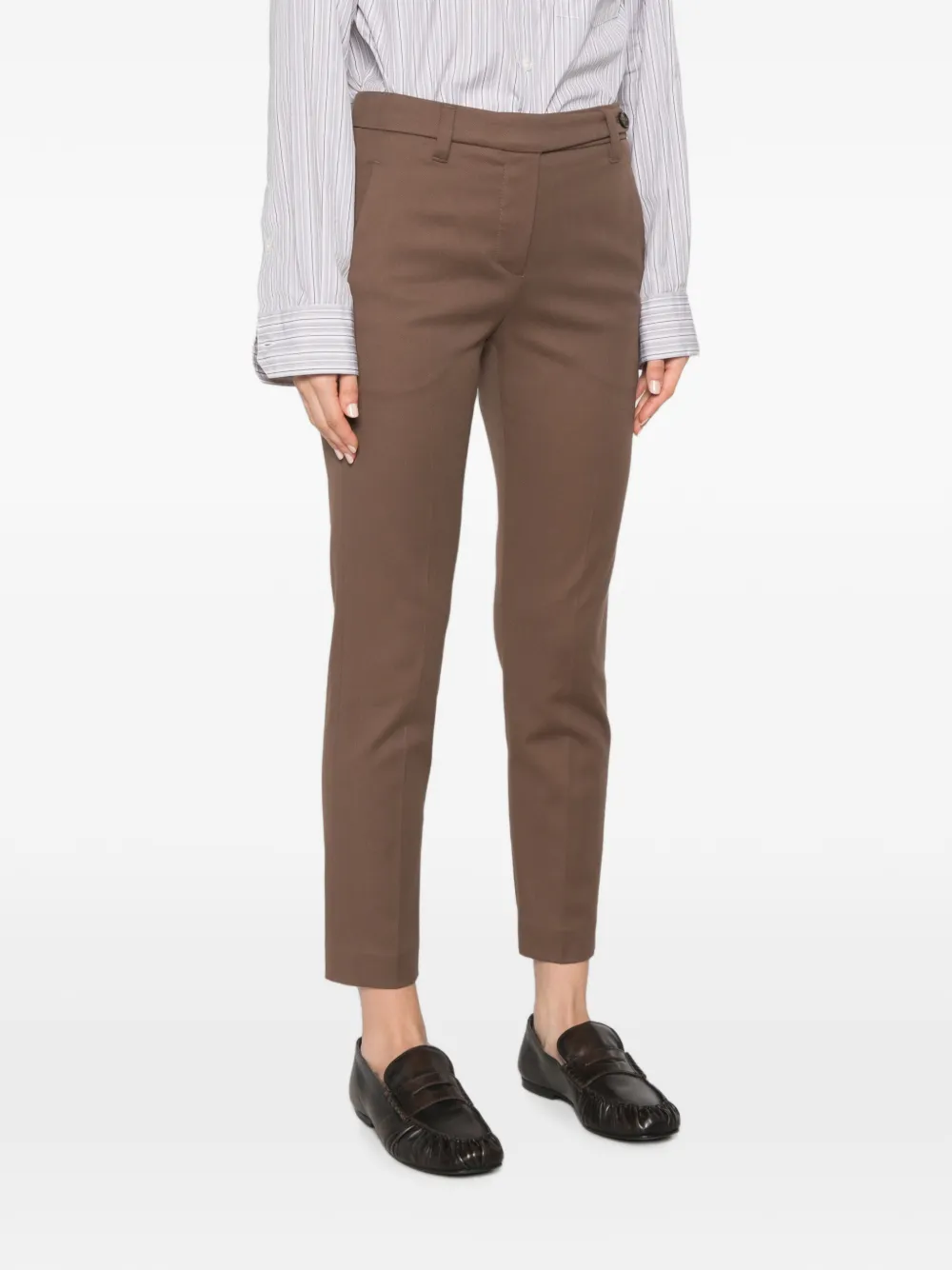 Brunello Cucinelli Cropped broek met riemlussen Bruin