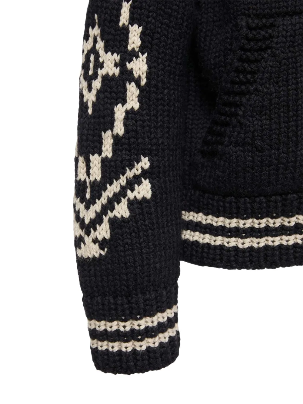 Moncler Enfant intarsia-knit shawl-collar cardigan Blauw