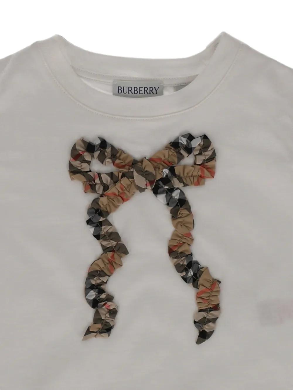 Burberry Kids T-shirt met ruches en strikdetail Beige
