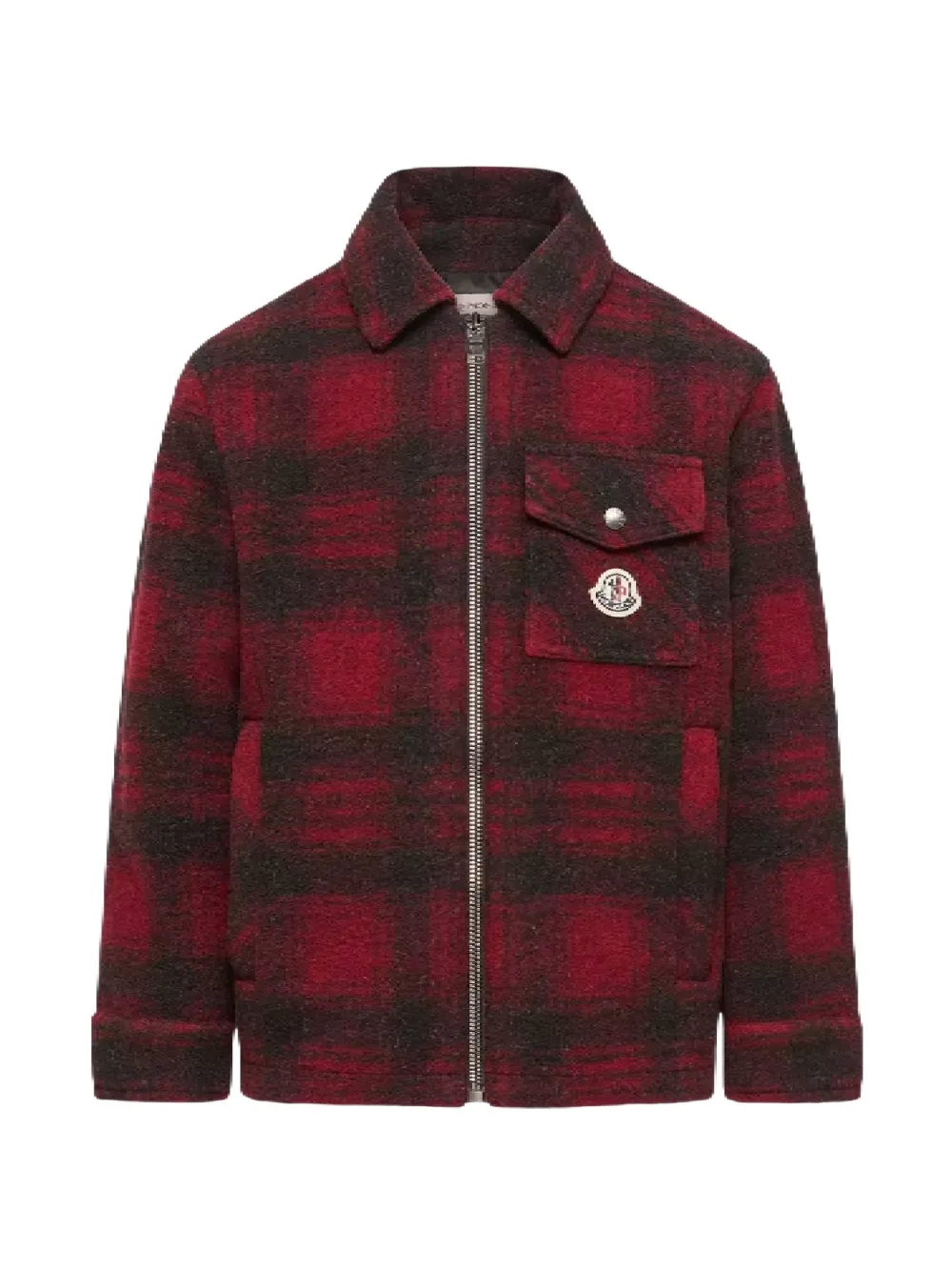 Moncler Enfant Geruit shirtjaack met logopatch Rood