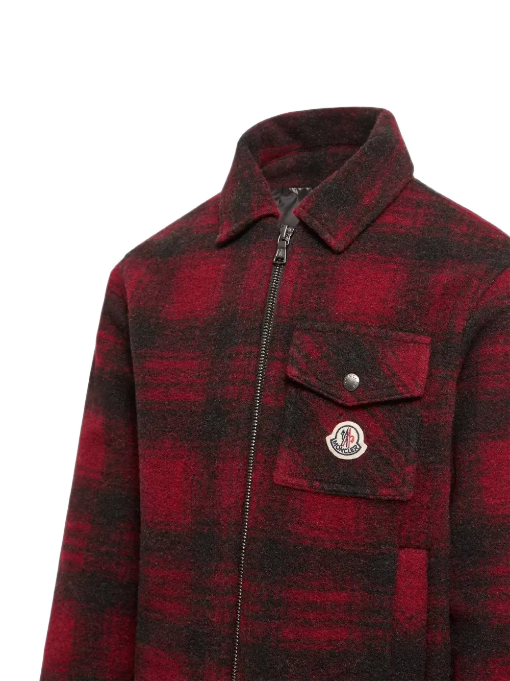 Moncler Enfant Geruit shirtjaack met logopatch Rood