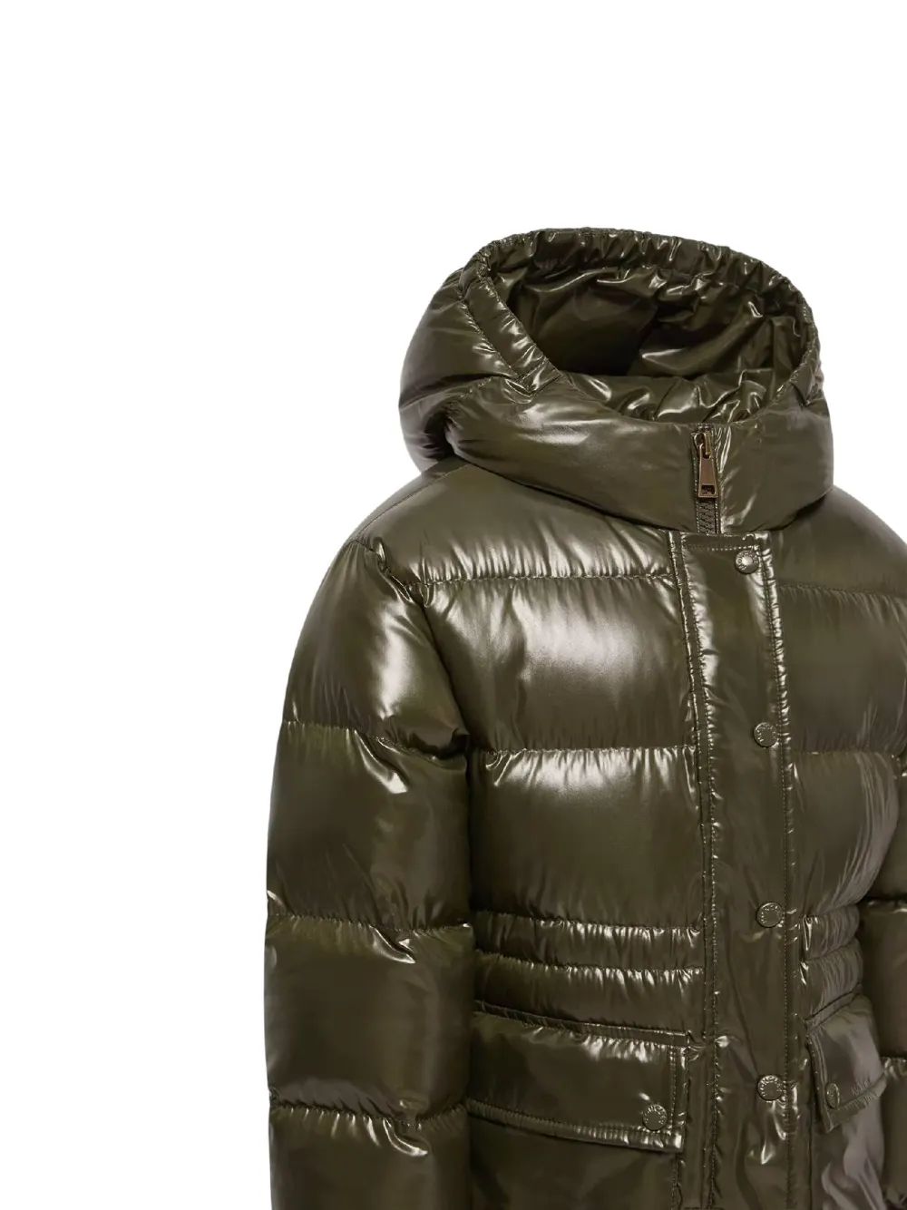 Moncler Enfant Sesie gewatteerde donsjas met capuchon Groen