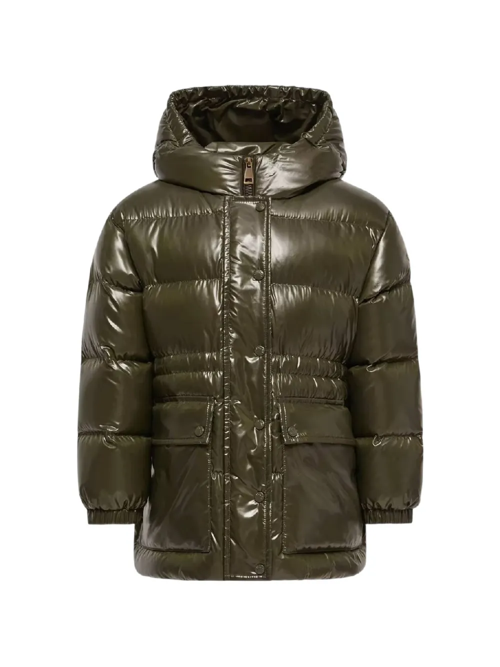 Moncler Enfant Sesie gewatteerde donsjas met capuchon Groen