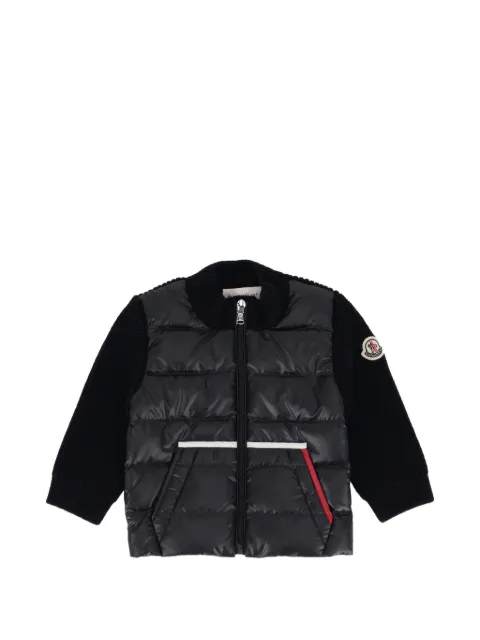 Moncler Enfant cardigan en maille côtelée à empiècement matelassé