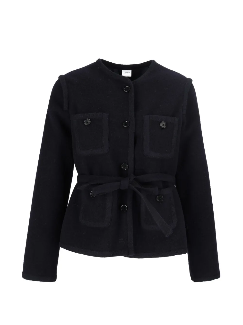 ASPESI Shetland belted wool jacket Blauw