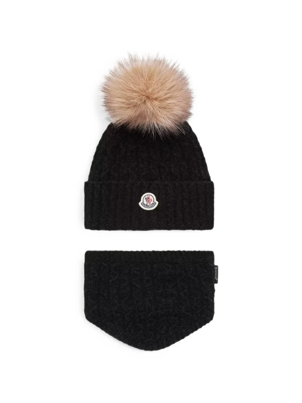 Moncler Enfant Muts en sjaal met pompon Zwart