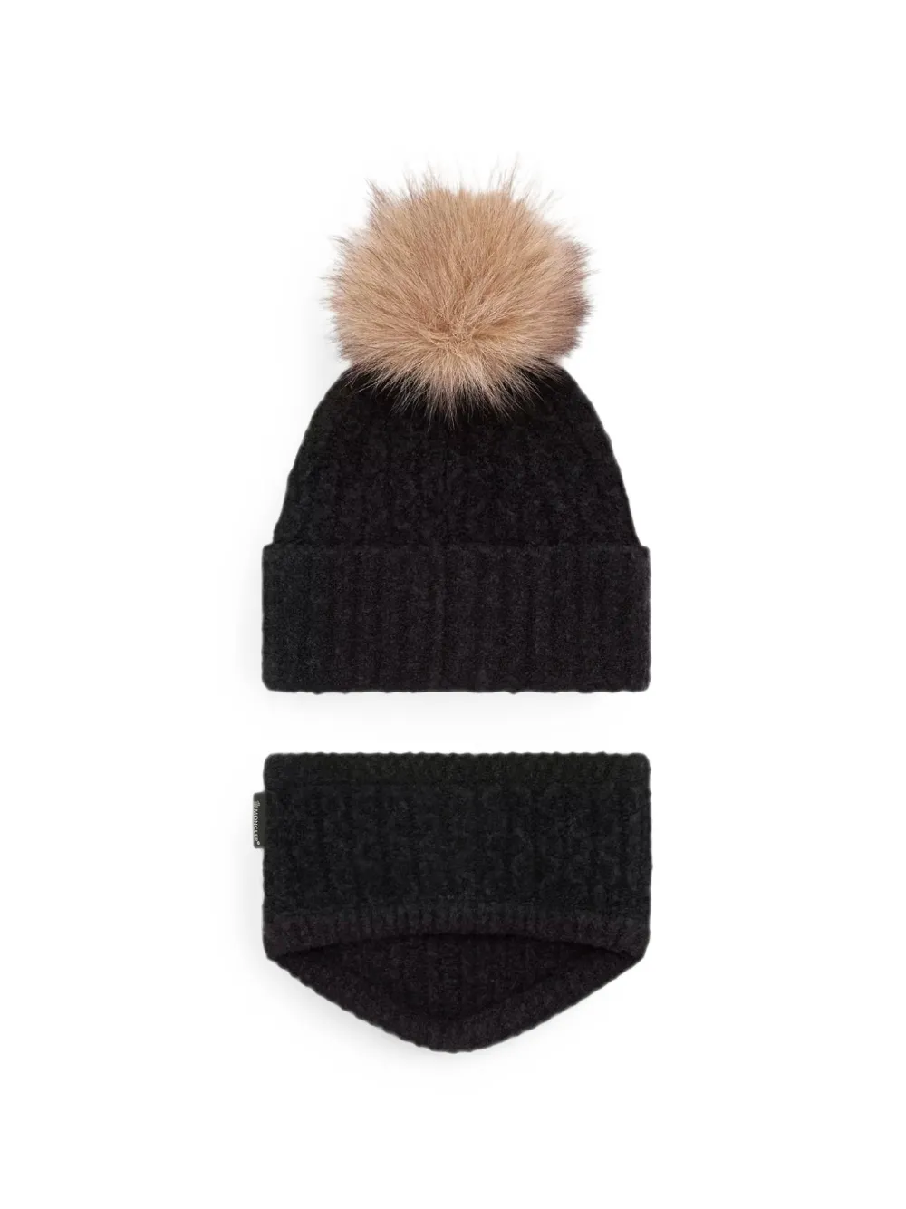 Moncler Enfant Muts en sjaal met pompon Zwart